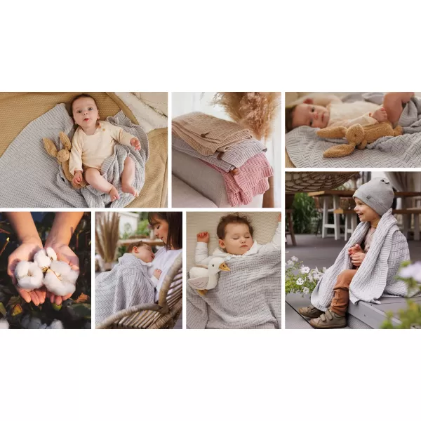 BABYONO Deka z organické bavlny pletená 75 x 100 cm 0m+