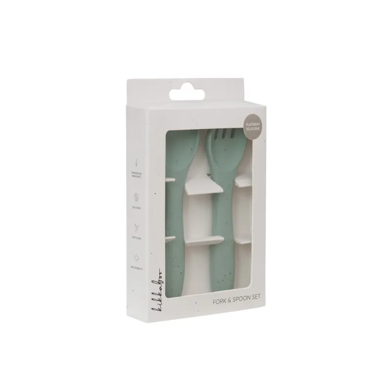 KikkaBoo Příbor 2-dílný Platinum Silicone