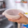 BABYONO Talíř silikonový s přísavkou a víčkem růžový 6m+