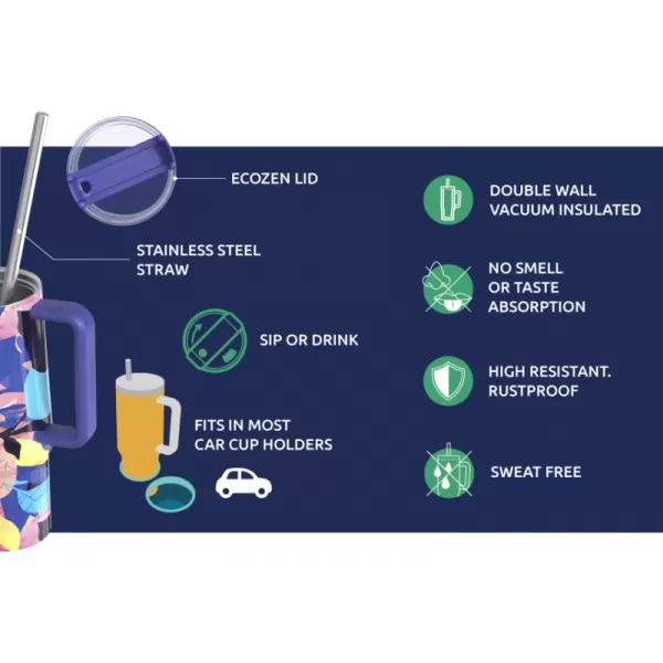 Quokka Nerezový termohrnek s brčkem Vibe 880 ml