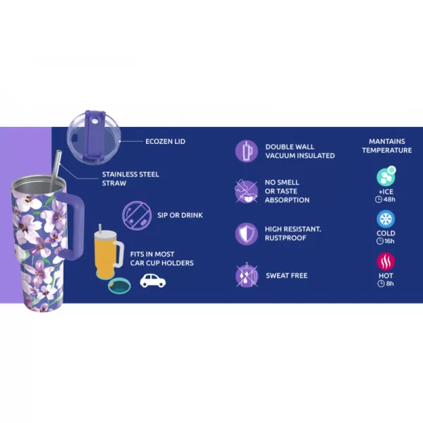 Quokka Nerezový termohrnek s brčkem Stream 950 ml