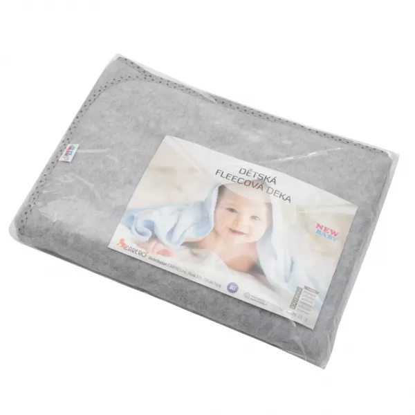 New Baby Dětská fleecová deka 100x75 šedá hvězdičky