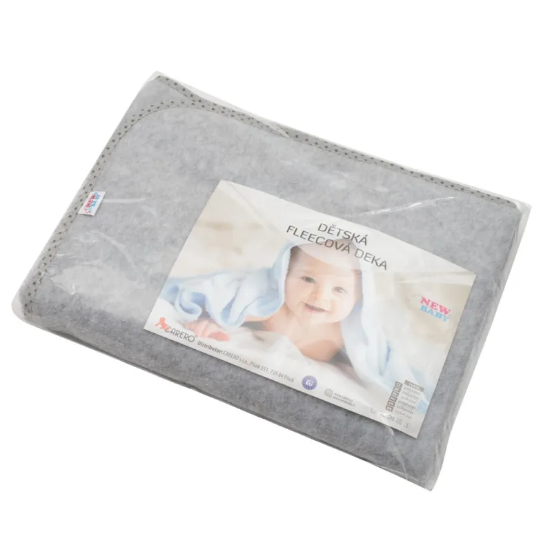 New Baby Dětská fleecová deka 100x75 šedá hvězdičky