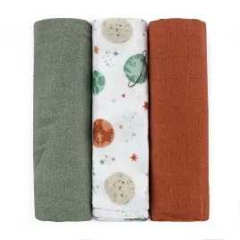 PETITE&MARS Sada plen bambusová mušelínová 3ks 68 x 68 cm