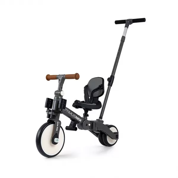 Milly Mally Dětská tříkolka 5v1 Optimus Max s vodící tyčí dark grey