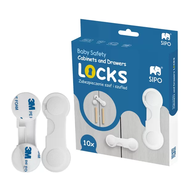 Sipo Bezpečnostní zámky na skříňky a zásuvky, sada 10 ks