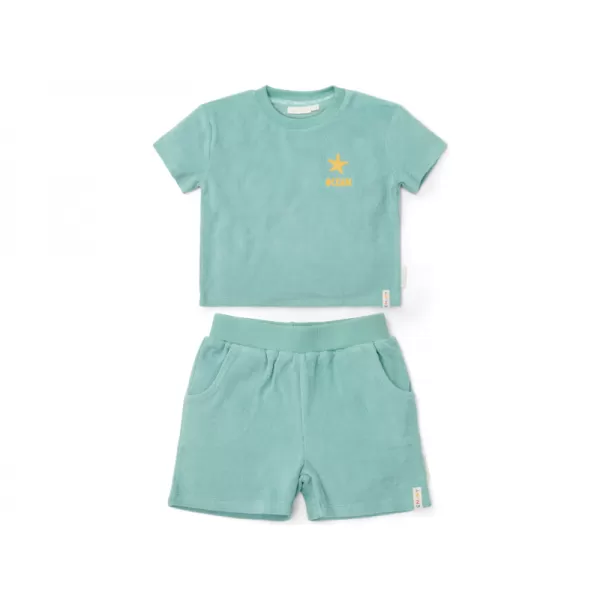 Little Dutch Tričko a kraťasy Seashells / Stripes Surf Blue vel. 98/104