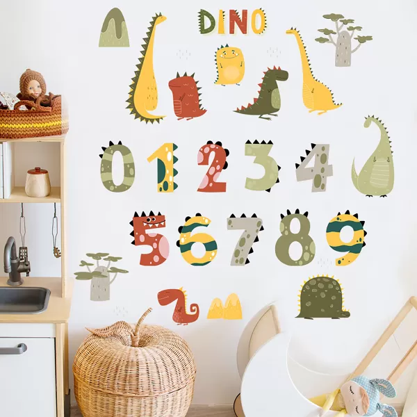 Sipo Nástěnné samolepky do dětského pokoje, Dino Numbers