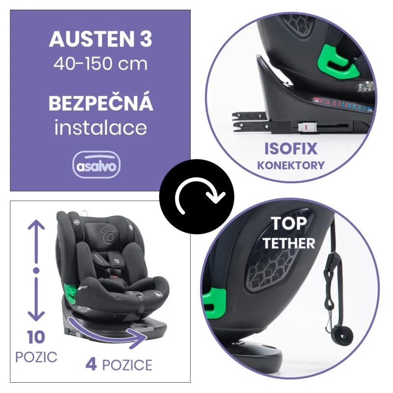 Asalvo AUSTEN 3 autosedačka i-Size 40-150, 360°
