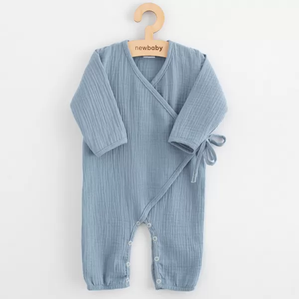 New Baby Kojenecký mušelínový overal blue
