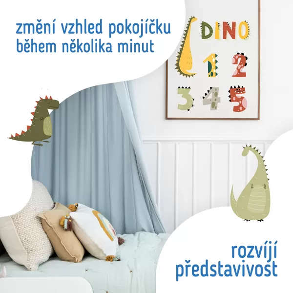 Sipo Nástěnné samolepky do dětského pokoje, Dino Numbers