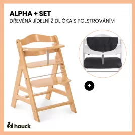 Hauck Alpha+ set 2v1 dřevěná židle + polstrování Melange charcoal