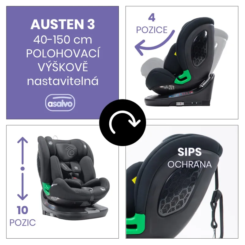 Asalvo AUSTEN 3 autosedačka i-Size 40-150, 360°
