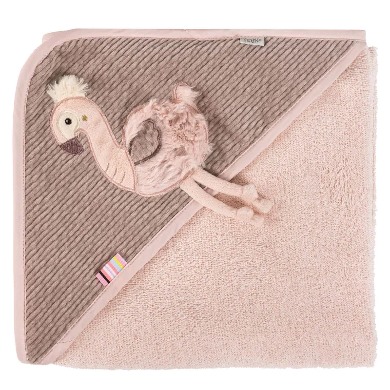 Baby Fehn Ručník s kapucí plameňák, Pink