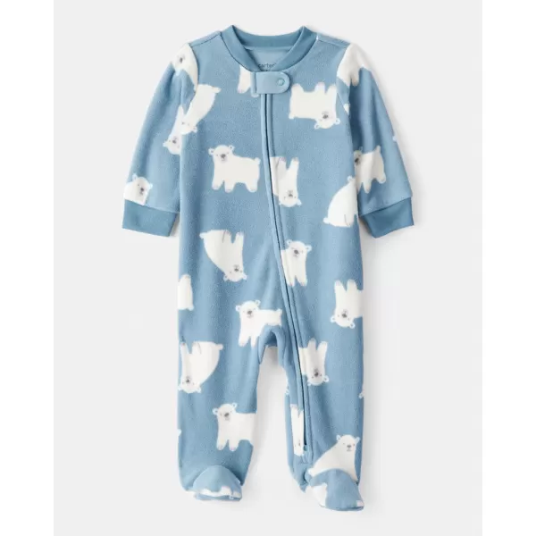 CARTER'S Overal na zip fleece Sleep & Play blue Polar bear chlapec NB/vel.56