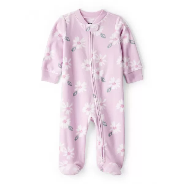 CARTER'S Overal na zip fleece Sleep & Play purple Floral dívka NB/vel.56