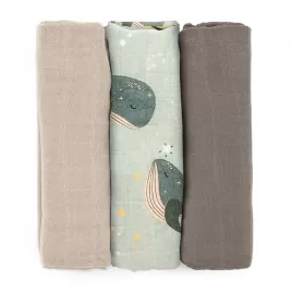 PETITE&MARS Sada plen bambusová mušelínová 3ks 68 x 68 cm