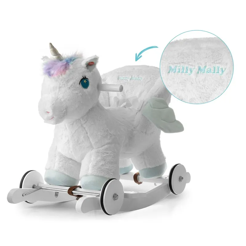 Milly Mally Houpací koník s melodií a kolečky Polly Jednorožec