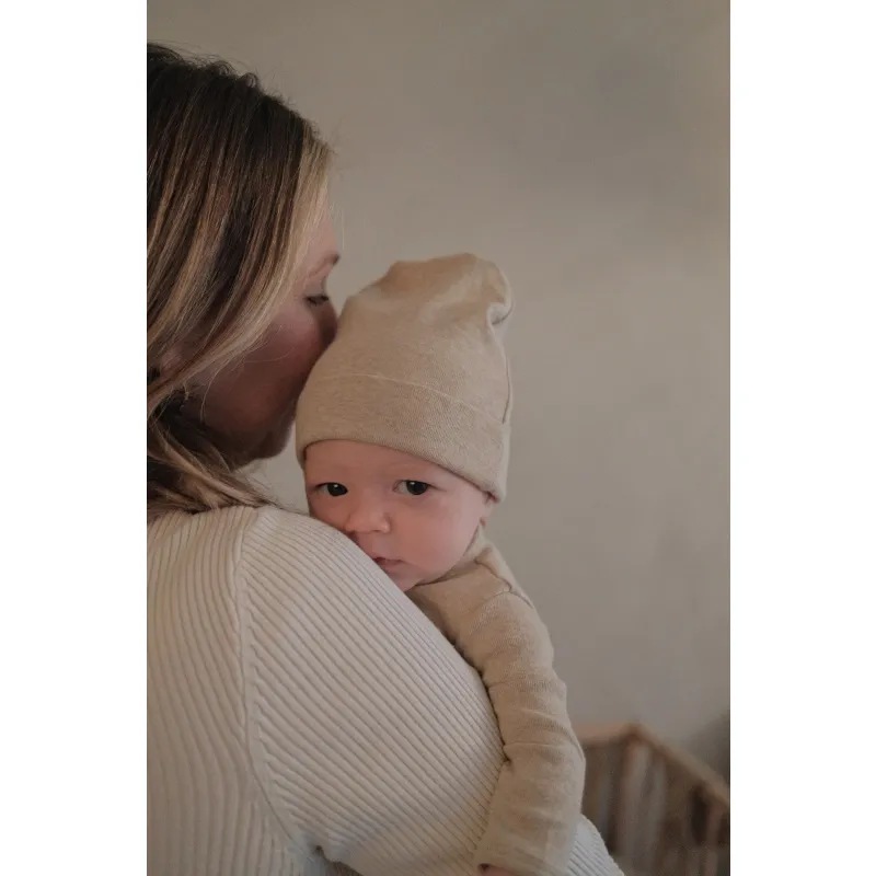 LODGER Čepice Melange Beige vel. 0 - 6 měsíců