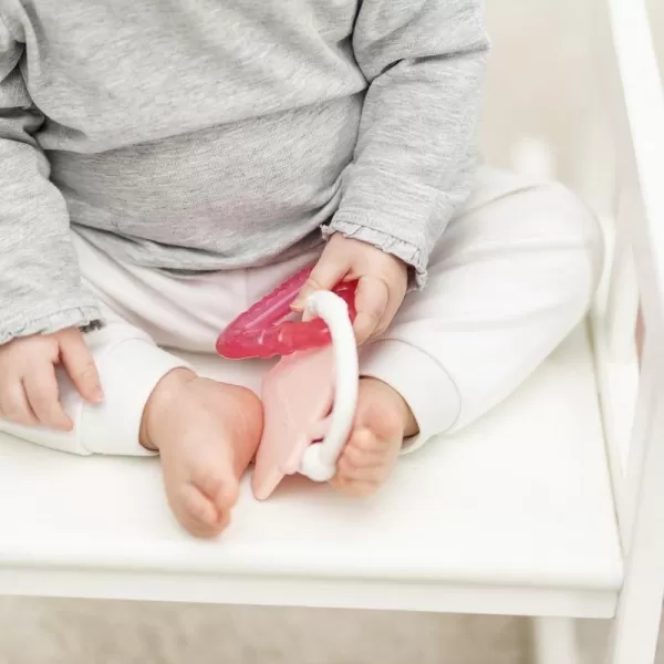 NATTOU Kousátko silikonové s chladící částí bez BPA růžový sloník