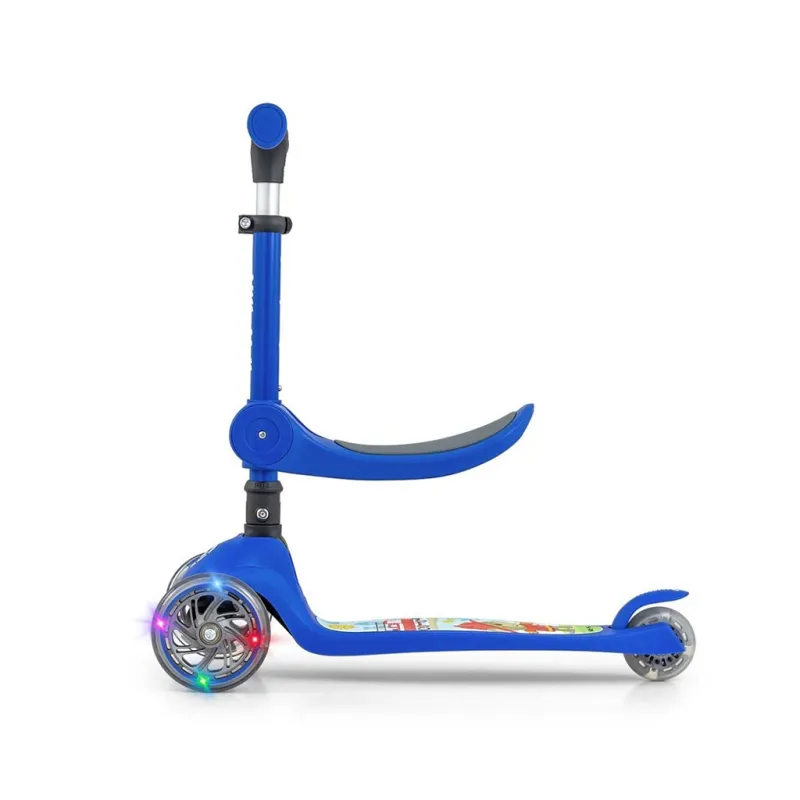 Milly Mally Tříkolová balanční koloběžka-scooter se sedátkem FUZZY blue