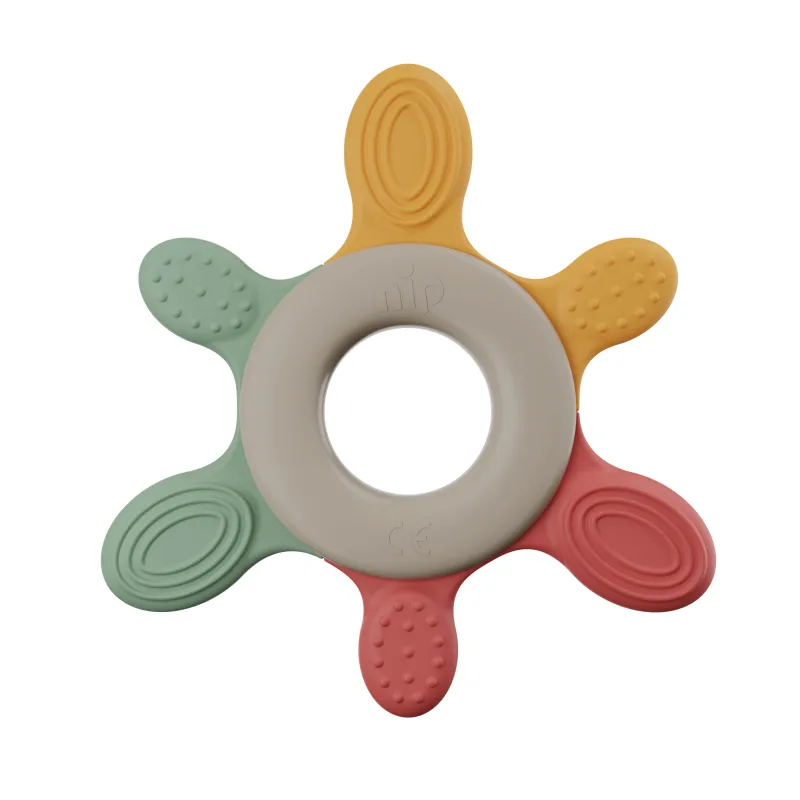 NIP NATURE PLAY kousátko chladící kroužek, 3m+, red-green-orange
