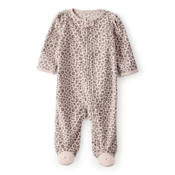 CARTER'S Overal na zip fleece Sleep & Play print Leopard dívka NB/vel.56
