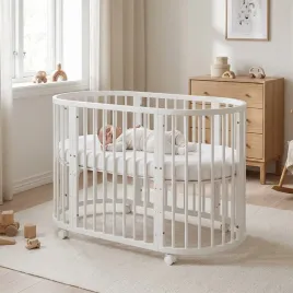 New Baby Dětská rostoucí postýlka 3v1 oválná + matrace