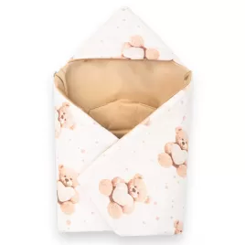 New Baby Zateplená zavinovačka do autosedačky Love Teddy Bear beige