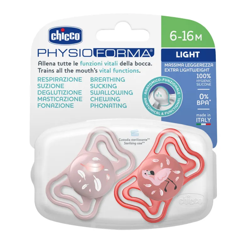 CHICCO Šidítko Physio Light silikonové 6-16m, 2 ks