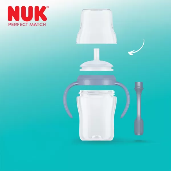 Nuk Kojenecká láhev Perfect Match na učení s brčkem PENGUIN 150 ml