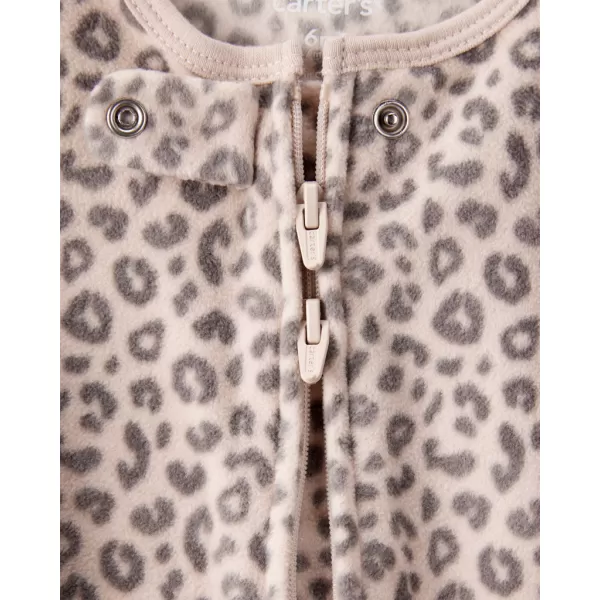CARTER'S Overal na zip fleece Sleep & Play print Leopard dívka NB/vel.56