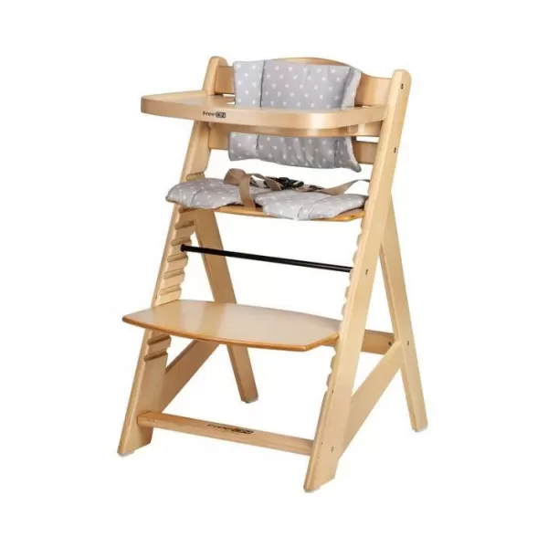 FREEON Dřevěná jídelní židlička Toby Plus s pultíkem a polstrováním