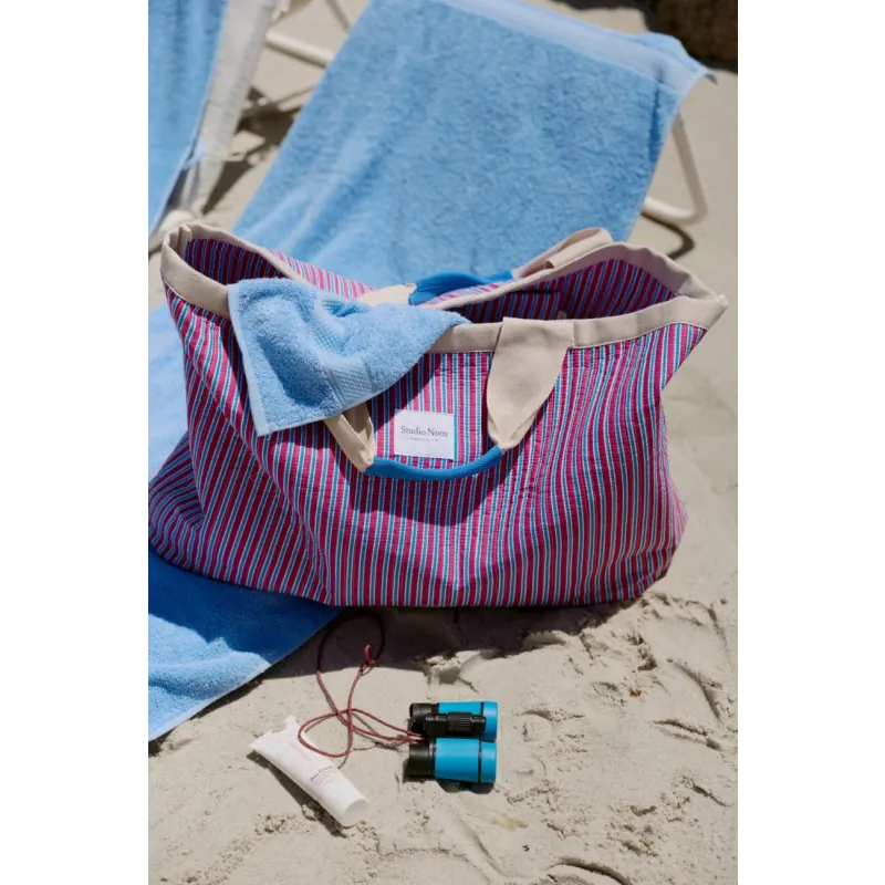 STUDIO NOOS - Poplin BEACH BAG - plážová taška| Rasberry Striped