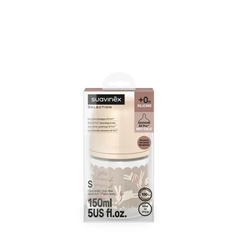 SUAVINEX | Kojenecká láhev WONDERLAND NEW 150ml FYZIOL PRŮTOK S