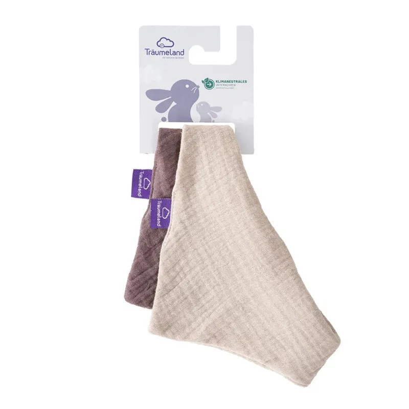 TRÄUMELAND Bandana Bib 2 ks Beige & Schokopflaume