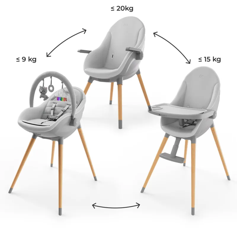 KINDERKRAFT Jídelní židlička a lehátko Fini Up 2v1 Grey