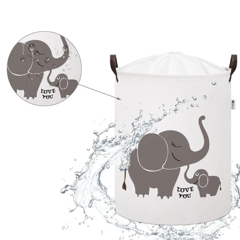 Sipo Koš na hračky se šňůrkou, skládací bavlněný / 43 l, Elephants