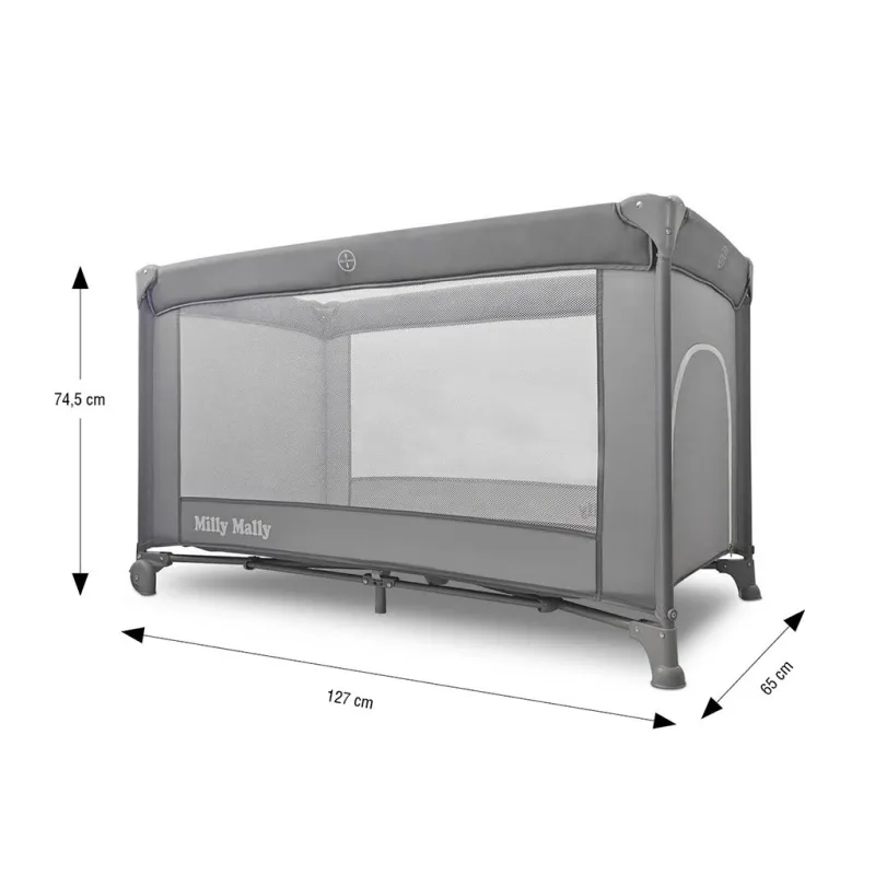 Milly Mally Dětská cestovní postýlka Mirage v přenosné tašce dark grey