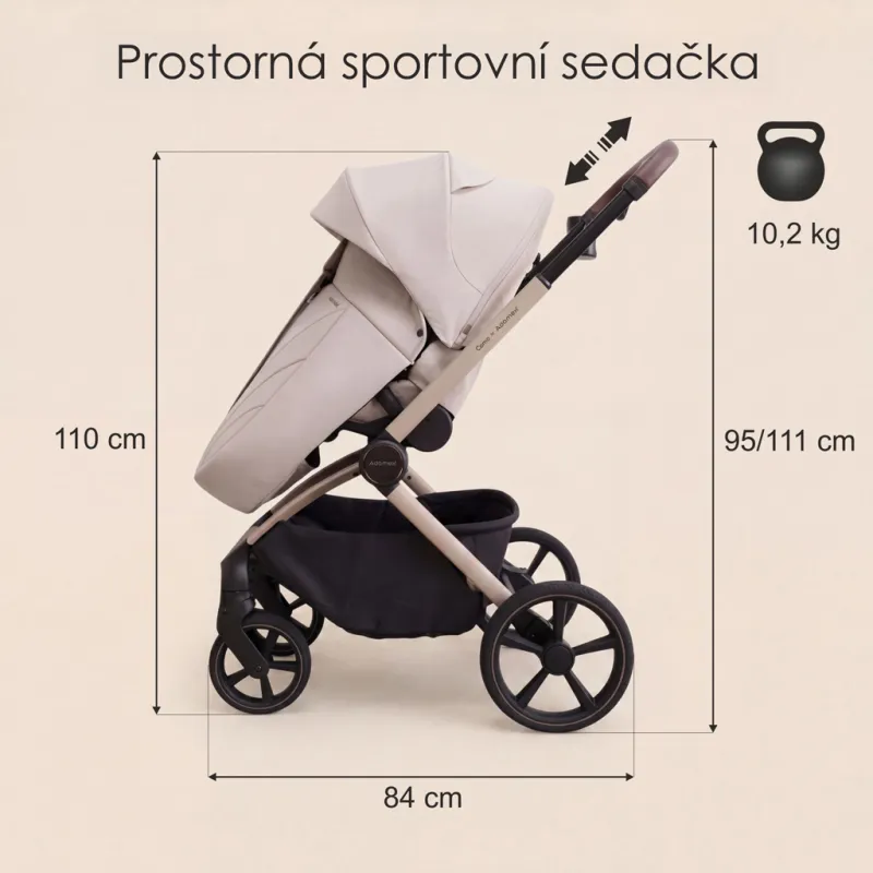 ADAMEX Kočárek kombinovaný Como Satin Carbon