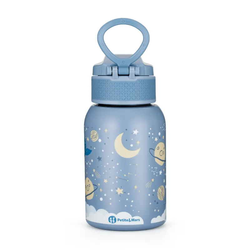 PETITE&MARS Láhev nerezová termo se slámkou 350 ml 12m+
