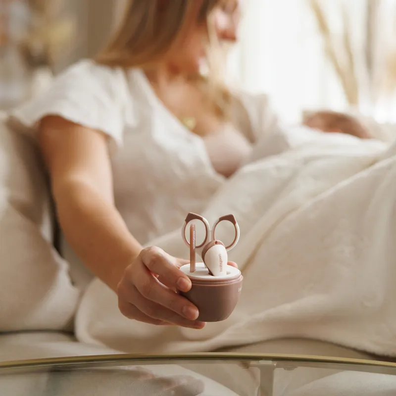BABYONO Set manikúra pro děti šedá Beige