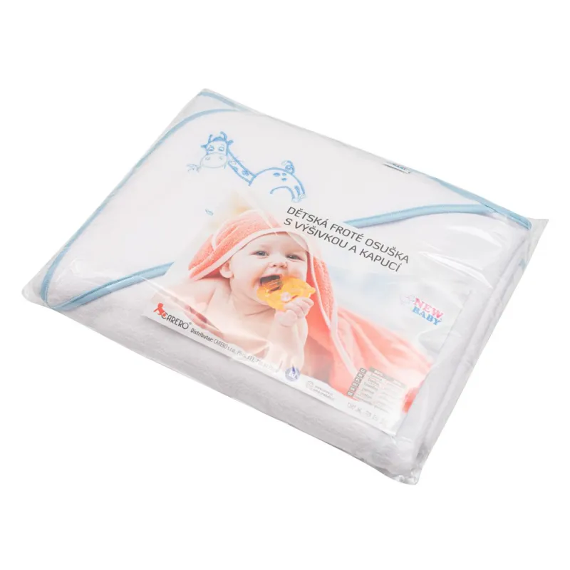 New Baby Dětská froté osuška s výšivkou a kapucí 100x100 bílá žirafka
