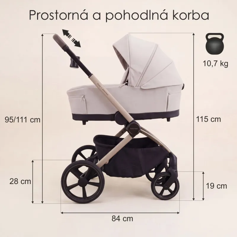 ADAMEX Kočárek kombinovaný Como Satin Carbon