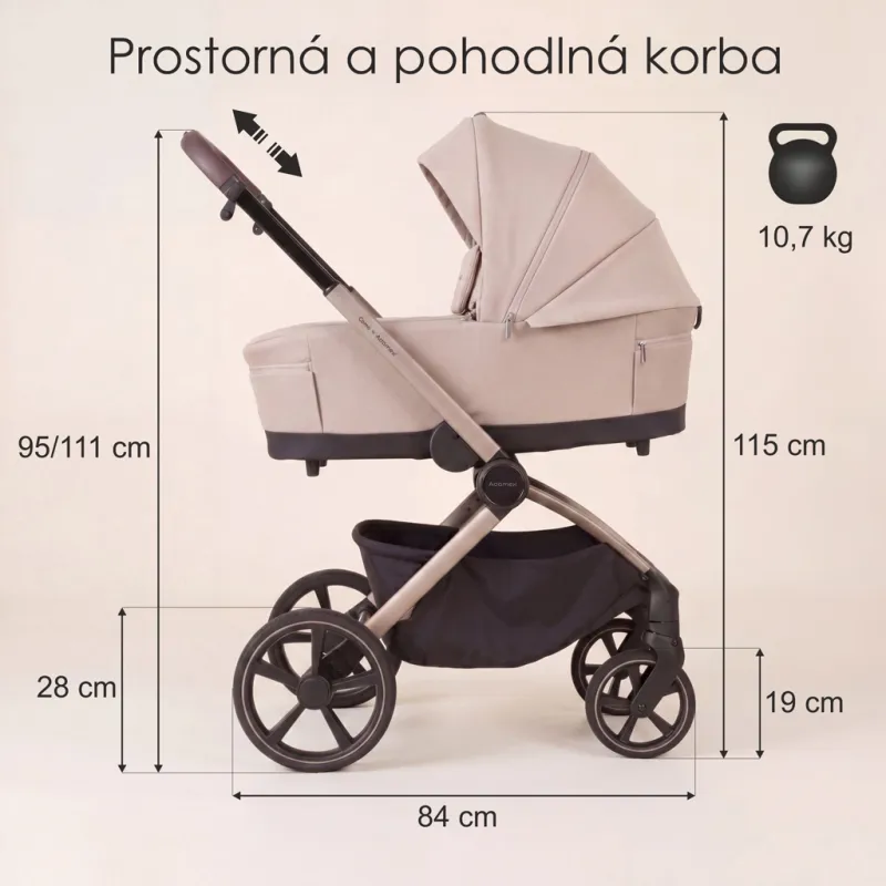 ADAMEX Kočárek kombinovaný Como Satin Carbon