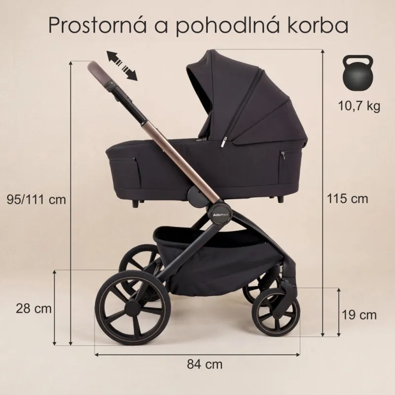 ADAMEX Kočárek kombinovaný Como Satin Carbon