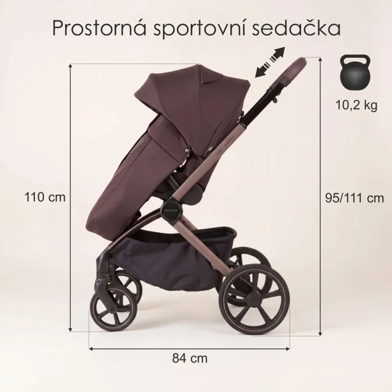 ADAMEX Kočárek kombinovaný Como Satin Carbon