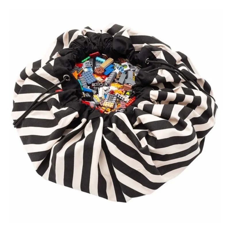 PLAY AND GO Noomad original Hrací deka a Vak na hračky Stripes Black