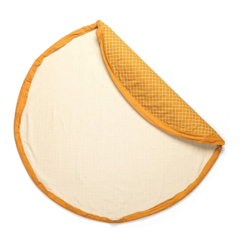 PLAY AND GO Noomad original Hrací deka a Vak na hračky organic Grid Mustard