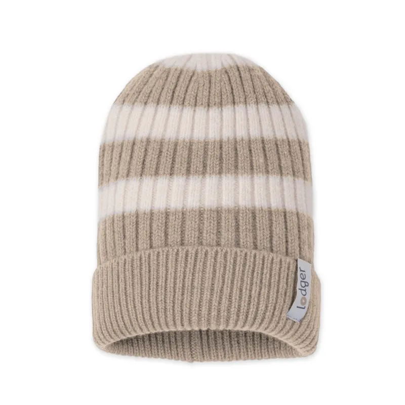 LODGER Čepice Stripe Merino Beige 3 - 6 měsíců